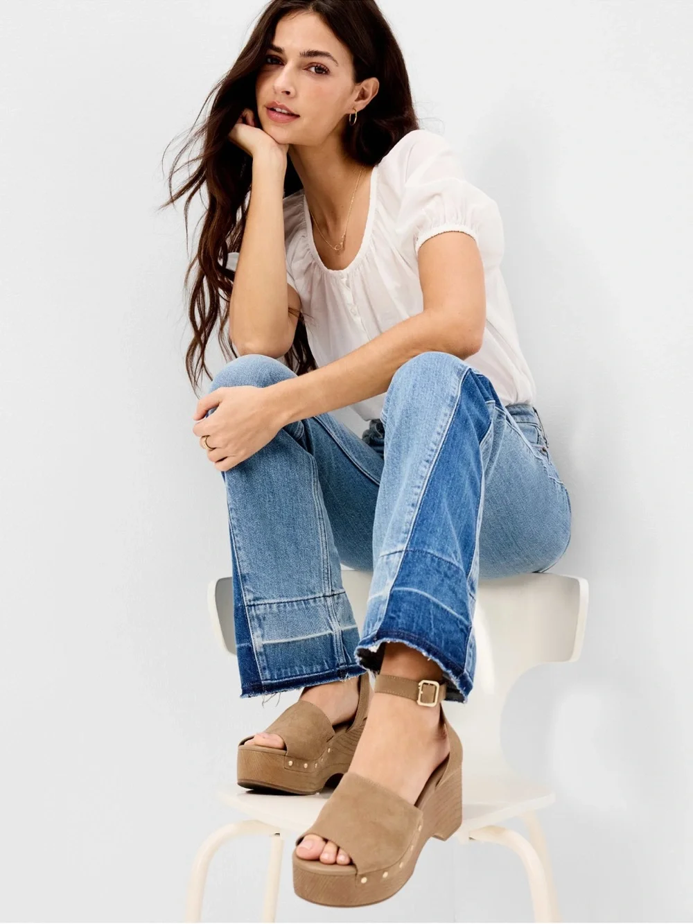 Never worn tag still on!!Women's Suede Ankle-Strap wedges in Tan